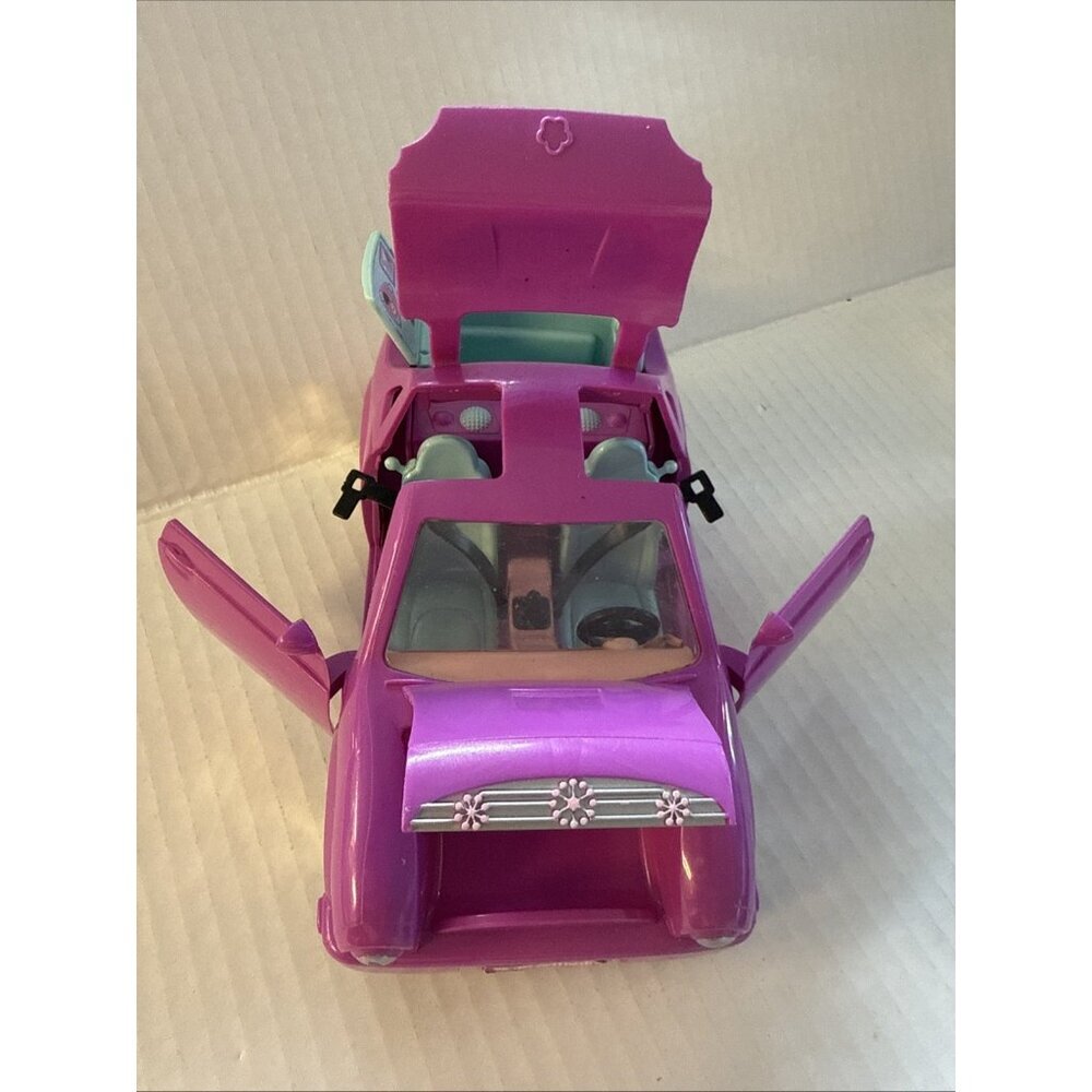 Vintage Mattel Polly Pocket Pink Flower Car Convertible With 2 Dolls 2005 - Picture 3 of 16